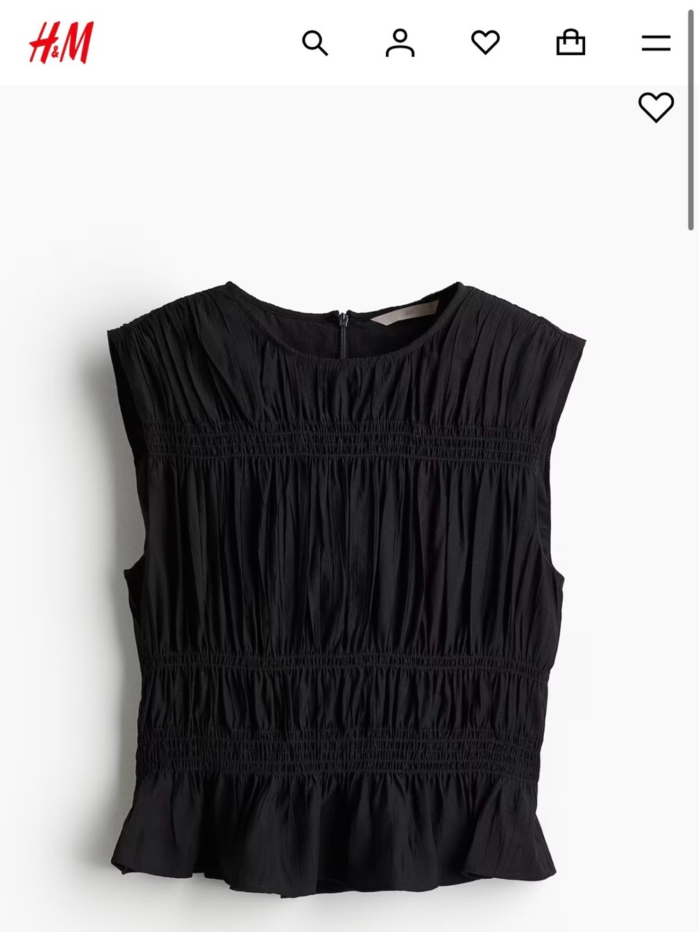 NWT Black Smocked Top